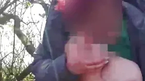 Sexy brunette gives a surprise blowjob to her partner in this hot scene