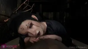 Fantastic passionate woman wearing black underwear is touching herself