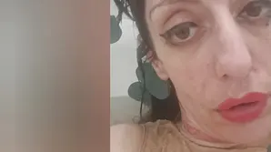 The hot blonde fucks with her guitar on the crotch