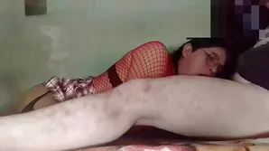 Babe with appetite for cock slams her juicy pussy on huge dick