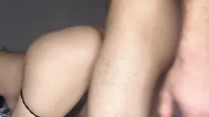 A cute girl has sex with her young man in antigravity