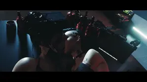 Futanari girl masturbates her big cock cunny with her fingers