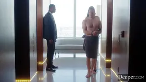 Kinky teacher punishes student with a blowjob and masturbates on his desk