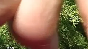 Young blonde girl gets her hands on a strong and sexy stud